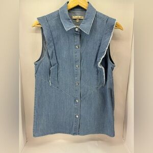 Denim Sleeveless Button Up